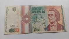 Rom&amp;acirc;nia- 1000 Lei 1991 foto