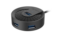 HUB extern A4TECH, porturi USB-A: USB 3.0 x 4, conectare prin USB , cablu 1.0 m, negru, &quot;HUB-30-BK&quot; (timbru verde 0.8 lei)