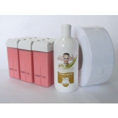 Set 12 Rezerve Ceară Roz cu Ulei Post-Epilare și H&acirc;rtie &ndash; Piele Fină