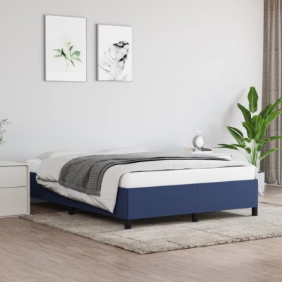 vidaXL Cadru de pat fără saltea, albastru, 140x200 cm, textil foto