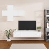 Set dulap TV, 7 piese, alb, lemn prelucrat