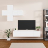 Set dulap TV, 7 piese, alb, lemn prelucrat