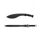 Set sabie si maceta de vanatoare, IdeallStore&reg;, Kukri Black, 44 cm, husa inclusa