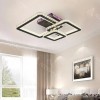Lustra LED cu telecomanda si cristal BLAKELY RGB 166W, 3 Patrate, lumina Rece/Calda/Neutra, Dimabila, Negru ModernLight Concept