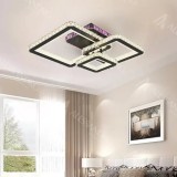 Lustra LED cu telecomanda si cristal BLAKELY RGB 166W, 3 Patrate, lumina Rece/Calda/Neutra, Dimabila, Negru ModernLight Concept