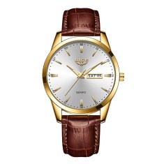 Ceas barbatesc Lige Maro Analog Quartz Piele naturala Indici fosforescenti Data foto