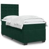 vidaXL Pat continental cu saltea, verde &icirc;nchis, 80x200 cm, catifea 3293077