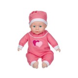 Papusa Bebelus cu imbracaminte Inimioare, 35 cm, Fucsia, ATU-086774, Plastic, Oem