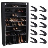 Organizator pentru Pantofi cu 9 Rafturi, Material Textil si 20 Suporti pentru Incaltamine Reglabili in 3 Pozitii