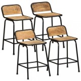 vidaXL Scaune de bar 4 buc 46x35,5x70 cm lemn masiv Mango brut