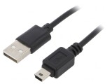 Cablu USB 2.0 A la B Mini 1.8m Negru, Akyga