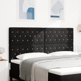 VidaXL Tăblie Neagră din Velur cu Buton de Cristal, tapitată, 180 cm