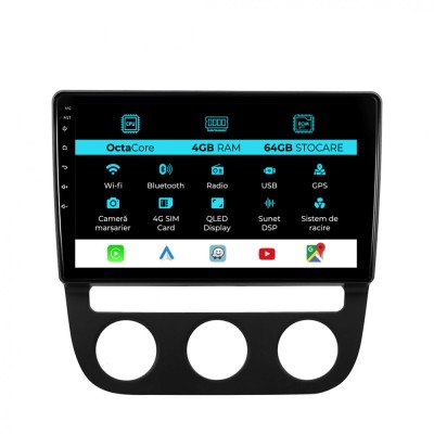 Navigatie Dedicata Volkswagen Golf5 Jetta (2004-2009), 10Inch, 4Gb Ram, 64Gb Stocare, Carplay foto