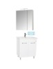 Set mobilier baie GN0541, front MDF, cu lavoar ceramic, 60 cm, 2 usi, 2 rafturi, picioare cromate reglabile, balamale soft close si dulap cu oglinda C