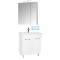 Set mobilier baie GN0541, front MDF, cu lavoar ceramic, 60 cm, 2 usi, 2 rafturi, picioare cromate reglabile, balamale soft close si dulap cu oglinda C