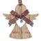 Ornament Brad Craciun, Inger, Lemn, Panglica Carouri, Clopotel, Bej, 11 cm
