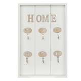 Suport pentru chei cu 6 agatatori numerotate cu design, Alb, 20 x 30 cm