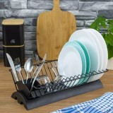 Suport pentru vase de bucatarie, negru, otel-plastic, 41,5x25,5x11,5 cm Kinghoff