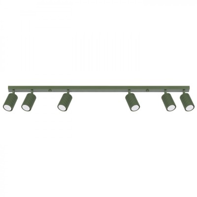 Lampă De Tavan Karbon Verde Măsliniu Din Aluminiu Cu 6 Becuri Tub Minimalist De Interior. foto