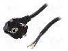 Cablu alimentare AC, 1.5m, 3 fire, culoare negru, cabluri, CEE 7/7 (E/F) &amp;#351;tecar in unghi, SCHUKO mufa, PLASTROL - W-97178