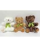 Ursuleț de Pluș Verde cu Fundiță, 20 Cm, Poliester, Jucărie Copii, 3 Culori