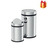 Cumpara ieftin Cos de gunoi cu capac batant si galeata interioara, din inox, 12 litri