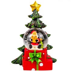 Glob Lichid Decorativ Crăciun, Mos Crăciun Brad, 12cm, Roșu-Verde
