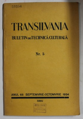 TRANSILVANIA , BULETIN DE TECHNICA CULTURALA , NR. 5 , 1934 foto