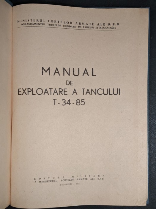 rar MANUAL de EXPLOATARE a TANCULUI rusesc T34-85 ilustrat MFA Tiraj mic Armata