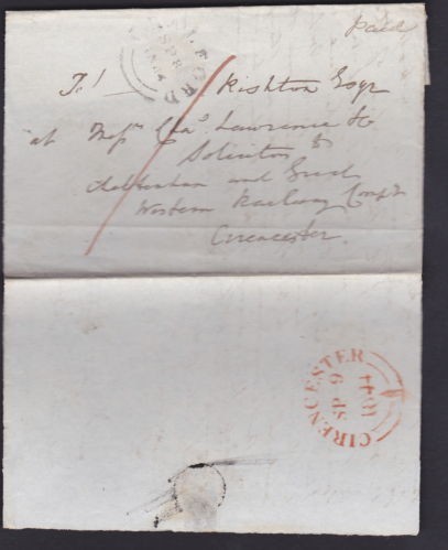 Great Britain 1844 Pre-Stamp Cover + Content Cirencester D.931