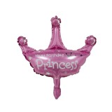 Balon din folie metalizata, flippy, mini figurine, model coroana de printesa, tematica aniversare, 42x38 cm, ambalaj individual, pai inclus, umflare c