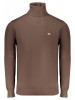 Pulover cu guler inalt bărbați, cu logo brodat, Regular fit, maro &icirc;nchis, XL, 2XL, 3XL