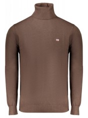 Pulover cu guler inalt bărbați, cu logo brodat, Regular fit, maro &amp;icirc;nchis, XL foto