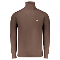Pulover cu guler inalt bărbați, cu logo brodat, Regular fit, maro &icirc;nchis, XL