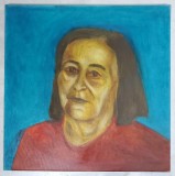 ARHITECT RADU MARIUS OCTAV , FEMEIE CU BLUZA ROSIE , PORTRET NESEMNAT