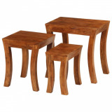 Cumpara ieftin Set mese suprapuse,3 piese,lemn masiv acacia, 50x35x50 cm, maro