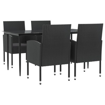 Set mobilier de gradina, 5 piese, negru, poliratan si otel foto