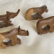 Patru inele pentru servetele de forma unor animale africane, sculptate in lemn