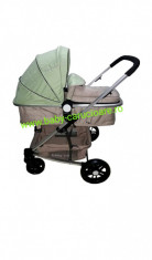 Carucior nou nascut 2 in 1 Baby Care YK 18 Verde fistic cu bej foto