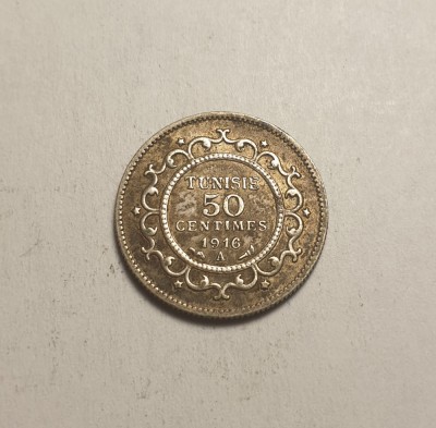 Tunisia 50 Centimes 1916 A Patina foto