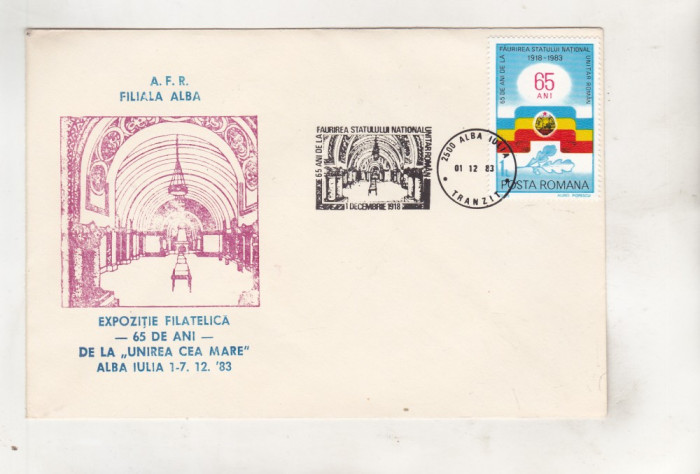 bnk fil Plic ocazional Expofil 65 ani de la Marea Unire Alba Iulia 1983