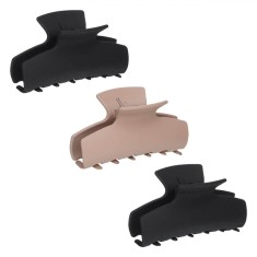 Set Clame de Păr Femei, Model Mat, Culoare Negru și Nude, 9 cm, 3 Bucăți