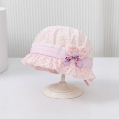 Boneta roz din dantela - Elegance (Marimi palarii - sepci: 9-12 luni)