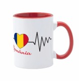 Cana maner rosu personalizata Romania, Model 7, INOVATIX&reg;. 330ml