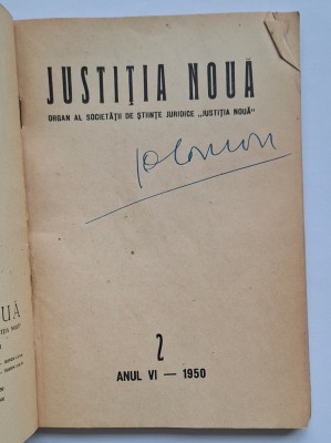 Justiția Nouă &amp;ndash; Anul VI nr. 2 (1950) &amp;ndash; revistă juridică, cu chitanțe abonament foto