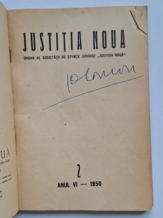 Justiția Nouă &ndash; Anul VI nr. 2 (1950) &ndash; revistă juridică, cu chitanțe abonament