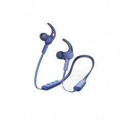 Casti bluetooth Connect Hama, in ear, microfon, carlige ureche, cablu plat, Albastru foto