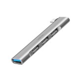 HUB extern LOGILINK, porturi USB: USB-A 3.0 x 1 + USB-A 2.0 x 3, conectare prin USB-C, aluminiu, gri, &quot;UA0437&quot; (timbru verde 0.18 lei)