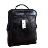 Rucsac din piele naturala vachetta, port laptop, negru, R106