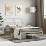 Cadru de pat metalic cu tablie, alb, 120x200 cm GartenMobel Dekor, vidaXL